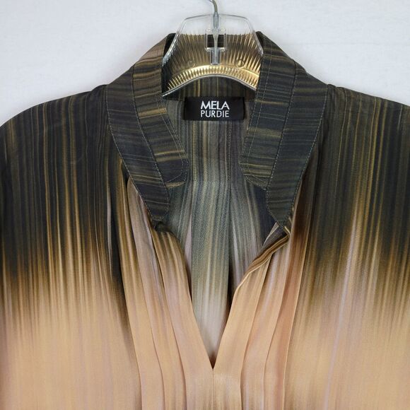 Mela Purdie Womens Boxy Career Blouse Size XS Brown Ombre Silk Lightweight Boho - Picture 6 of 9